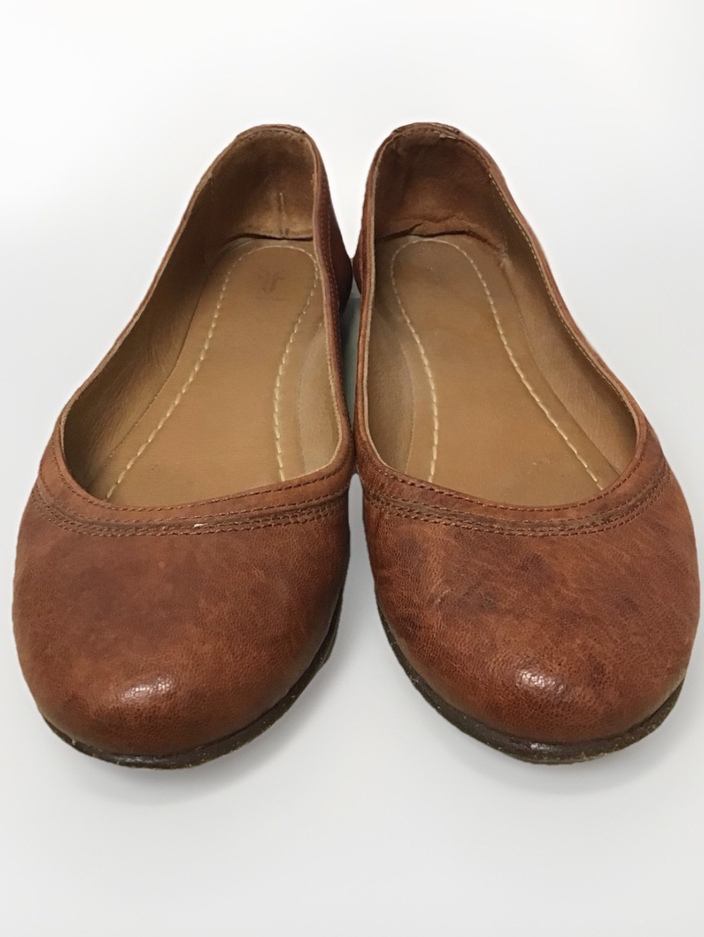 Frye Carson Cognac Brown Leather Ballet Flats Size 8